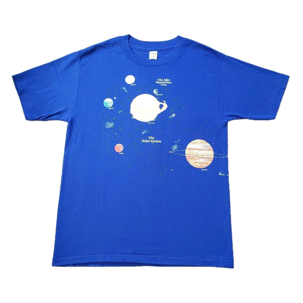 Vintage 80s The Solar System XL Single Stitch USA Made Wrap Around Print T-Shirt